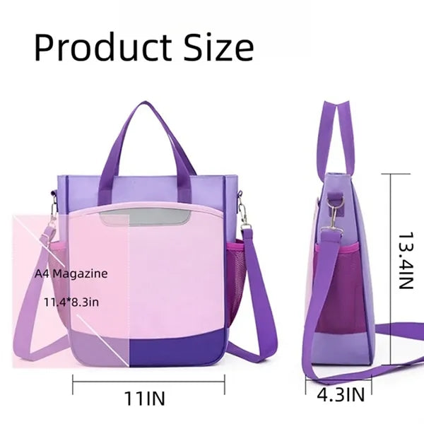 Square Bookbag for Kids with Built-in Water Bottle Holder