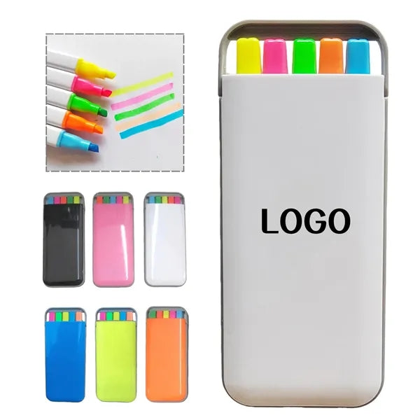 5-Piece Multicolor Ink Highlighter Set for Notes