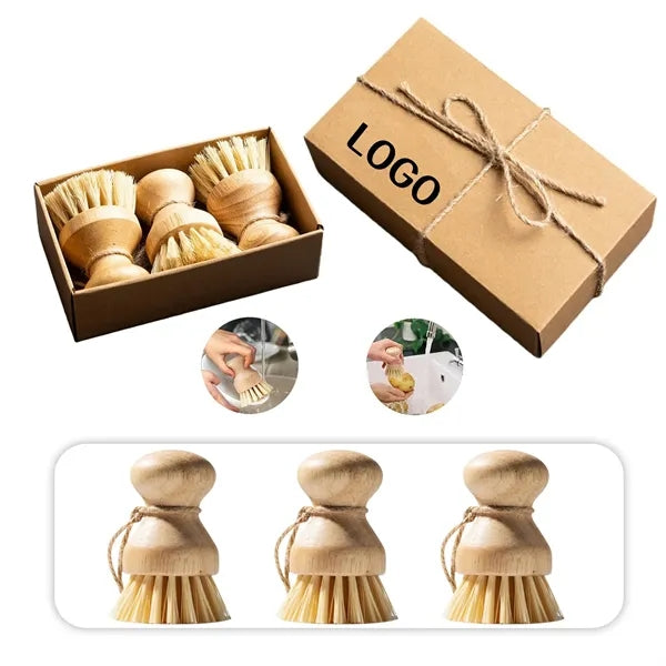 3 Pack Dish Brush Scrubber with Bamboo Nylon Bristles
