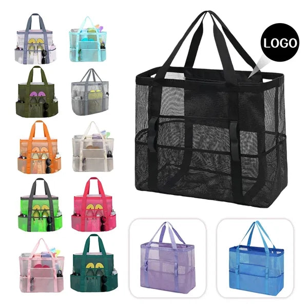 Lightweight Large Mesh Beach Bag Zipper Pocket for Vacation