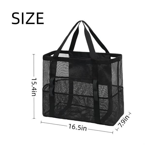 Lightweight Large Mesh Beach Bag Zipper Pocket for Vacation