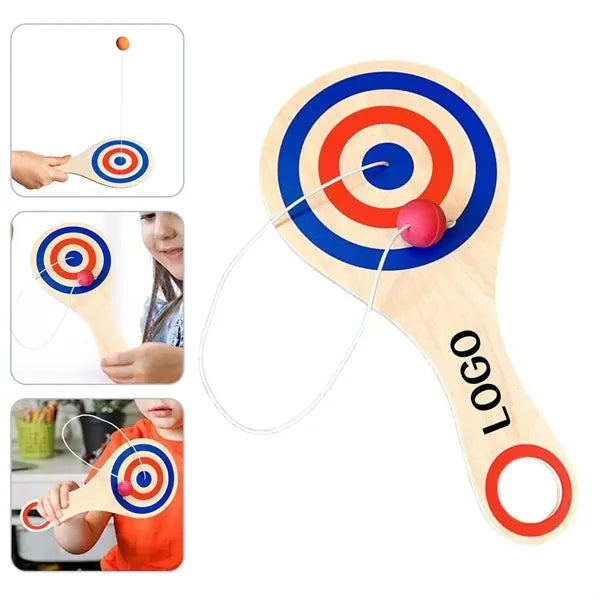 11 Inch Wooden Paddle Balls with String, Sports Party Favors