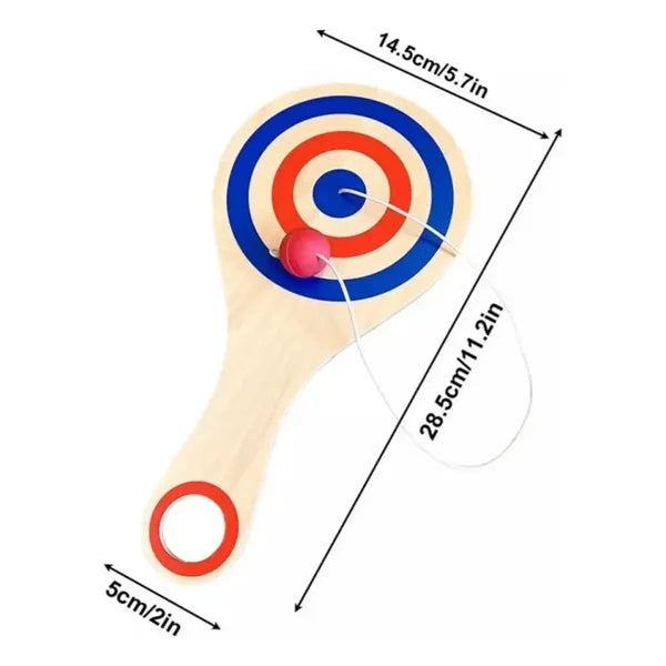 11 Inch Wooden Paddle Balls with String, Sports Party Favors