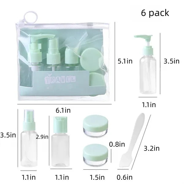6 Pack 1oz Mini Leakproof Travel Toiletry Bottles