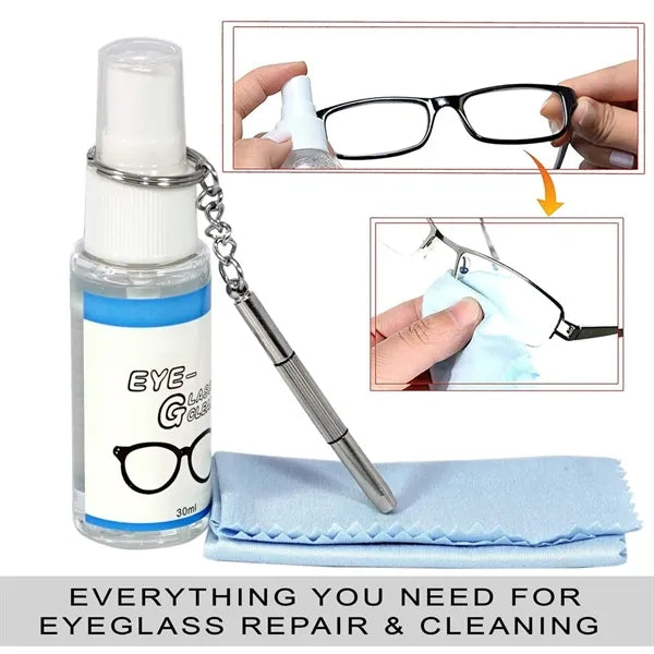 Portable 1oz Complete Eyeglass Lens Cleaner Set