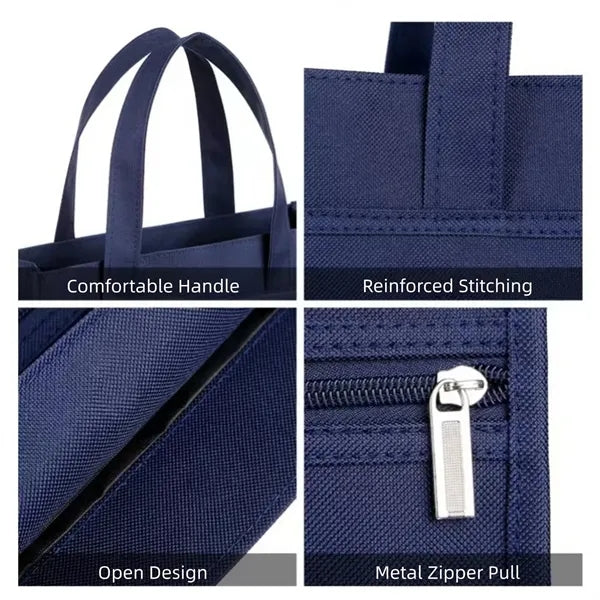Waterproof Portable Oxford File Tote Bag with Handle Zipper