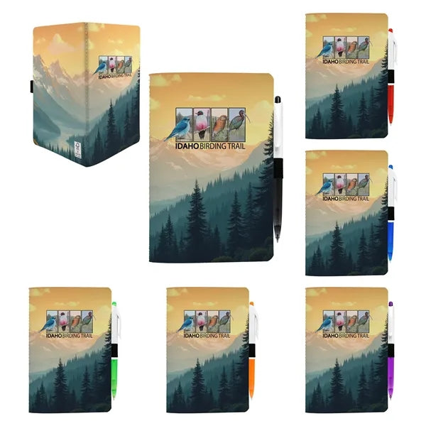 5" x 7" Sewn Paper Cover Notebook with Pen