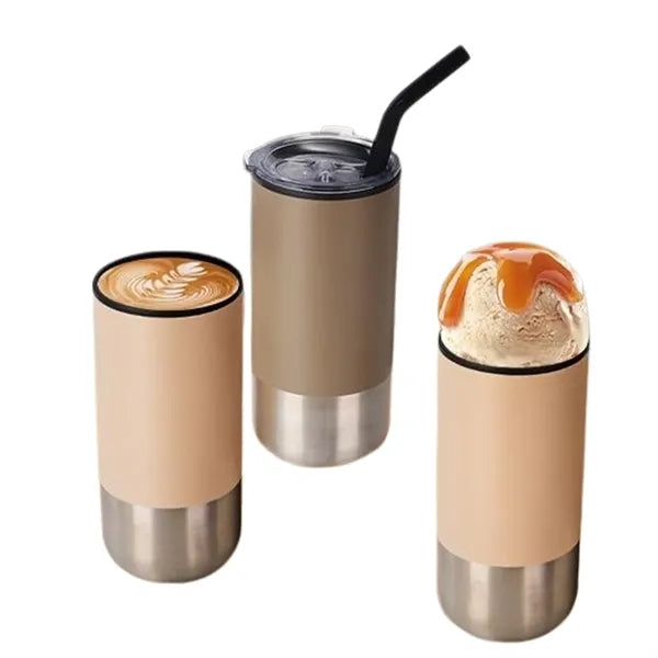 16 Oz Double Wall Stainless Steel Tumbler With Straw