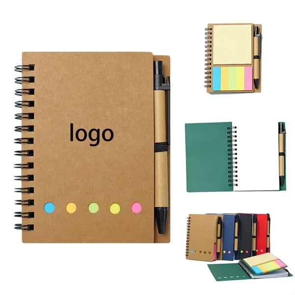 Spiral Jotter Notebook With Sticky Notes Flags & Pen