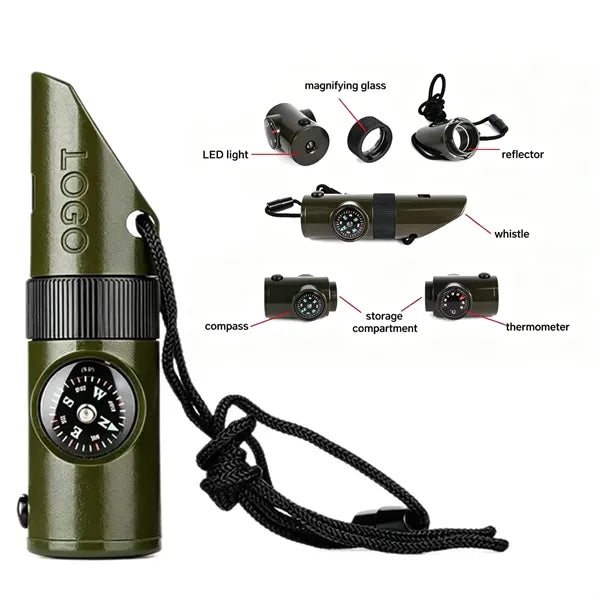 7 in 1 Survival Whistle with Compass