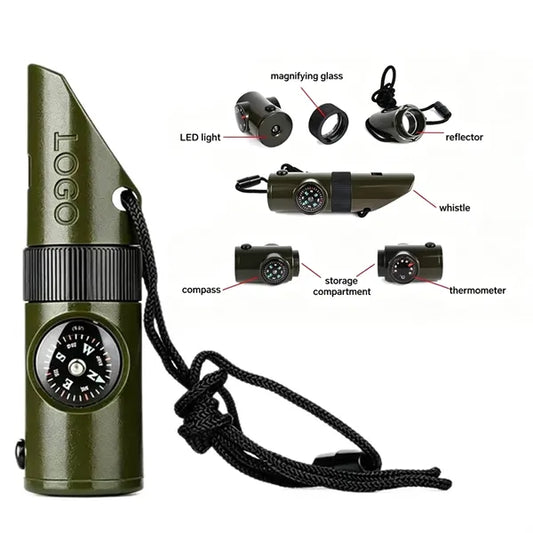 7 in 1 Survival Whistle with Compass