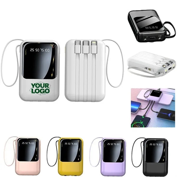 10000mAh 3 in 1 Power Bank with Built in Cables