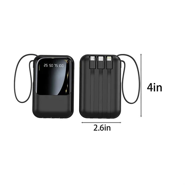 10000mAh 3 in 1 Power Bank with Built in Cables