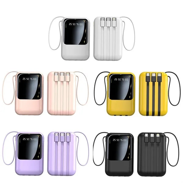 10000mAh 3 in 1 Power Bank with Built in Cables