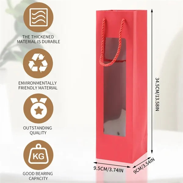 Colorful Wine Bottle Paper Bags with Window