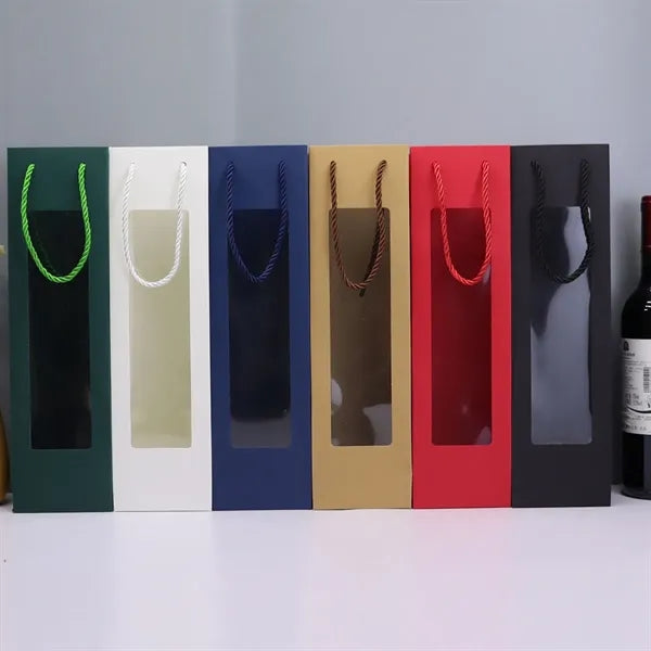 Colorful Wine Bottle Paper Bags with Window