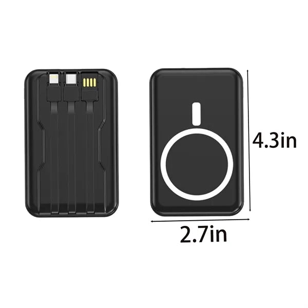 3 in 1 Magnetic Wireless Power Bank Built in Cables