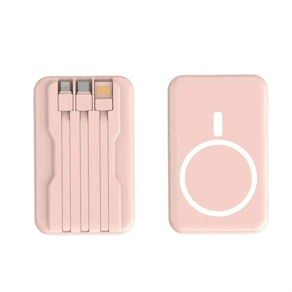 3 in 1 Magnetic Wireless Power Bank Built in Cables