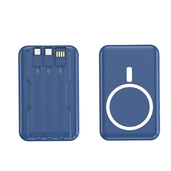 3 in 1 Magnetic Wireless Power Bank Built in Cables