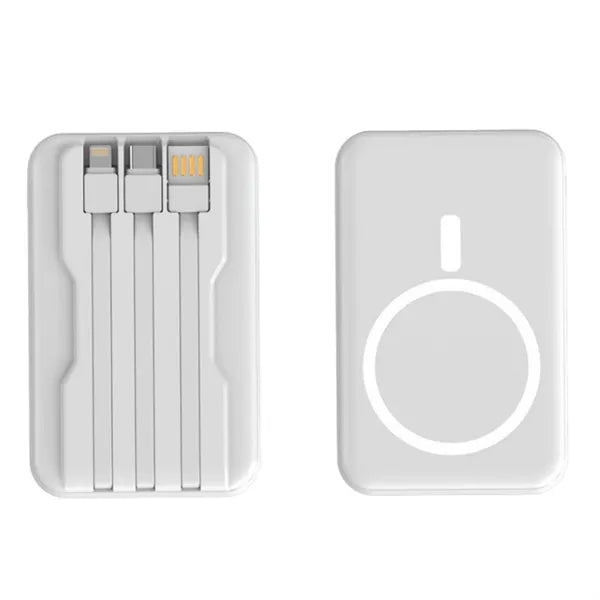 3 in 1 Magnetic Wireless Power Bank Built in Cables