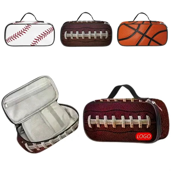 Football Multifunction Pen Container with Zipper