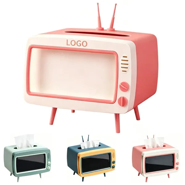 Retro TV Tissue Box with Phone Holder