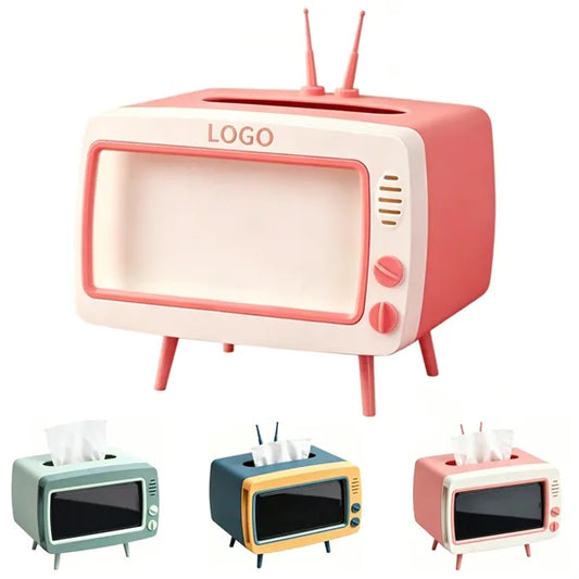 Retro TV Tissue Box with Phone Holder