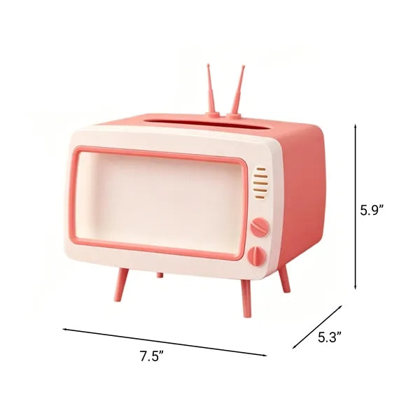 Retro TV Tissue Box with Phone Holder
