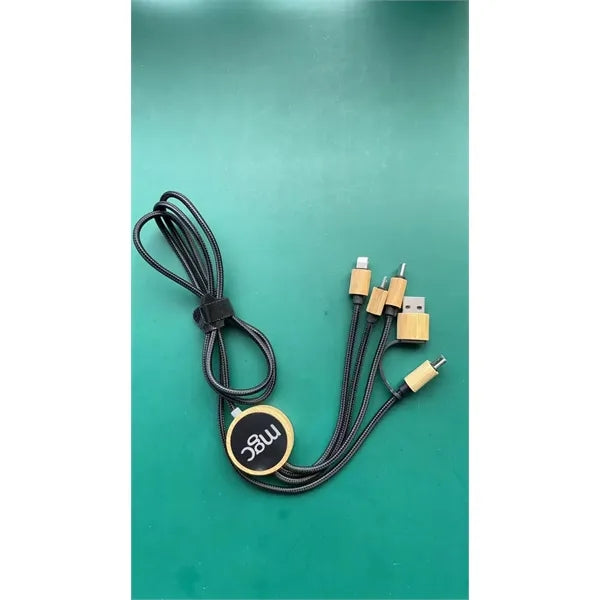 5 in 1 Bamboo Light Up Logo Charging Cable