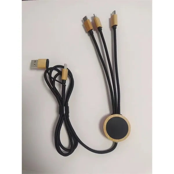 5 in 1 Bamboo Light Up Logo Charging Cable