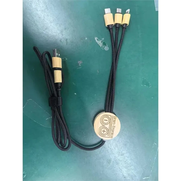 5 in 1 Bamboo Light Up Logo Charging Cable
