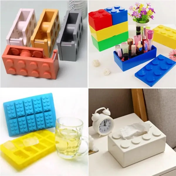 Multi-functional tabletop building block tissue box