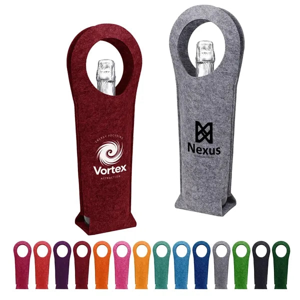 Felt Fabric Single Bottle Wine Bag W/ Die Cut Handle