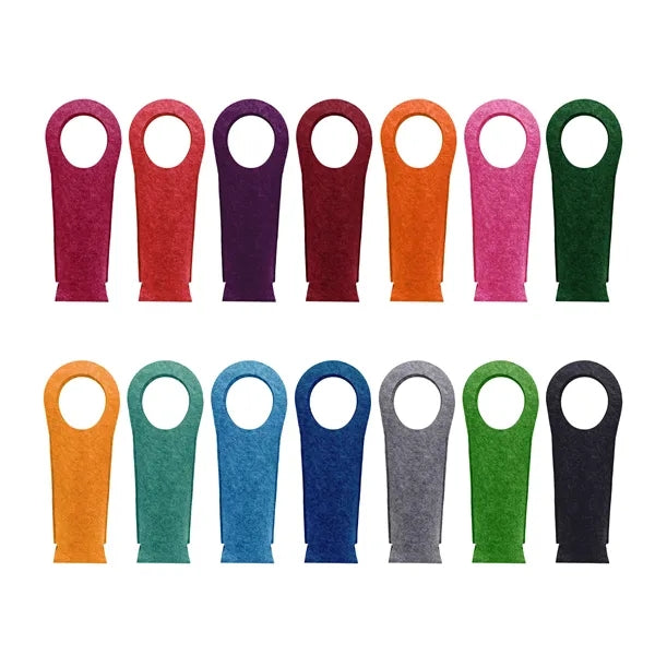 Felt Fabric Single Bottle Wine Bag W/ Die Cut Handle