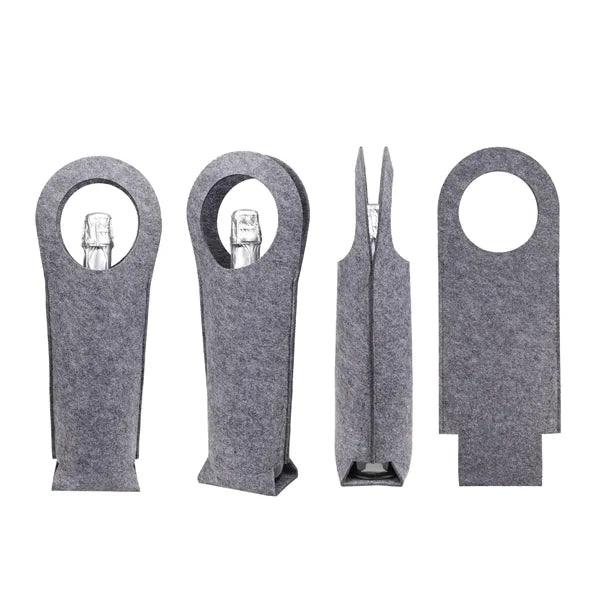 Felt Fabric Single Bottle Wine Bag W/ Die Cut Handle