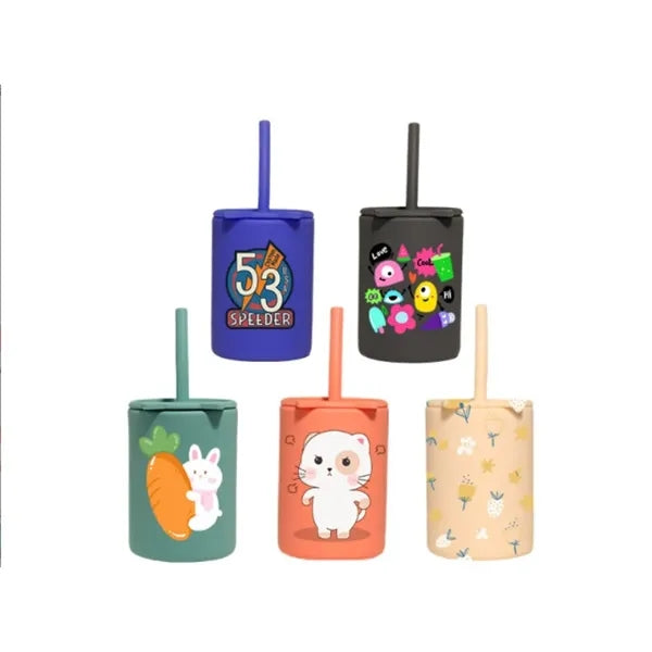 Silicone Kids Cup Cat Straw Toddler Leakproof Drop Proof