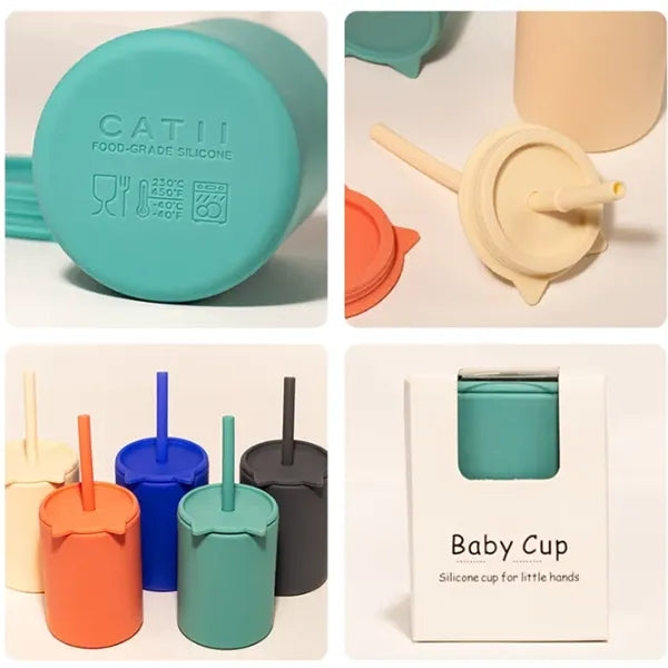 Silicone Kids Cup Cat Straw Toddler Leakproof Drop Proof