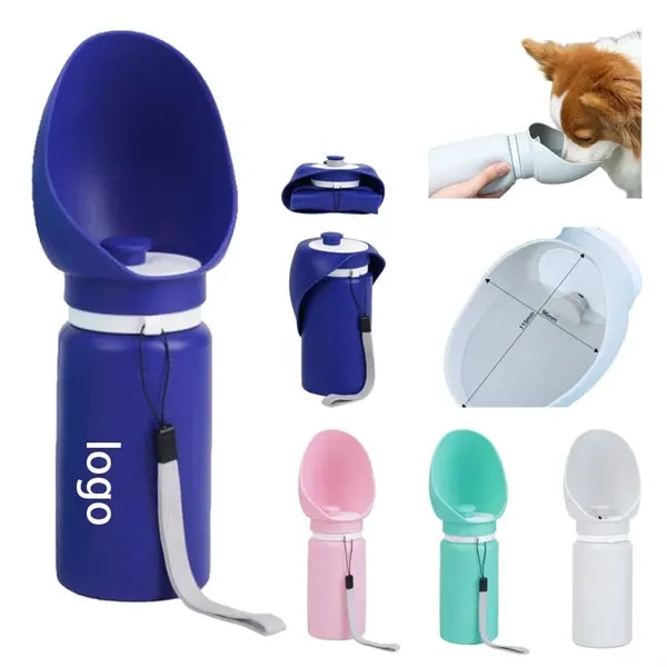 Portable Silicone Dog Water Bottle with Feeding Trough