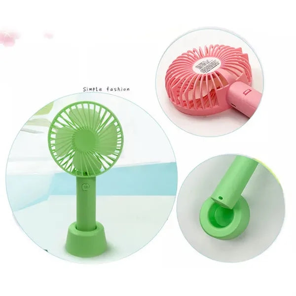 Mini Handheld Rechargeable Battery-Operated Fan with Stand