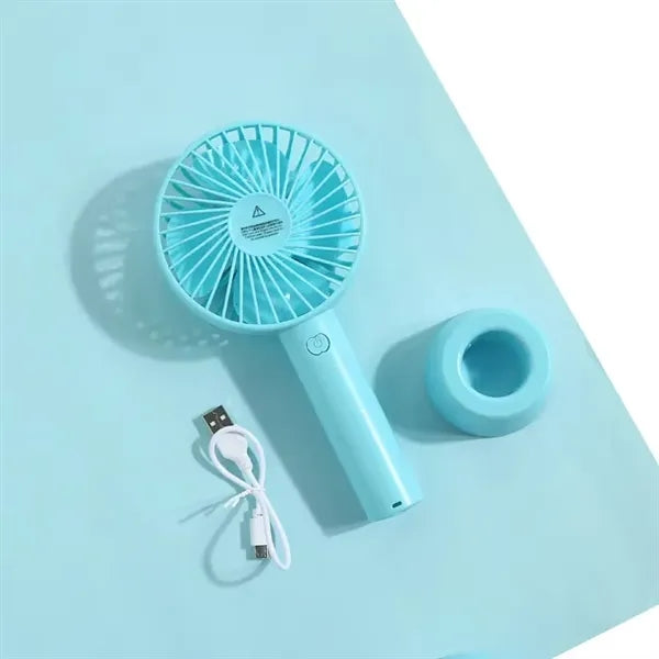 Mini Handheld Rechargeable Battery-Operated Fan with Stand