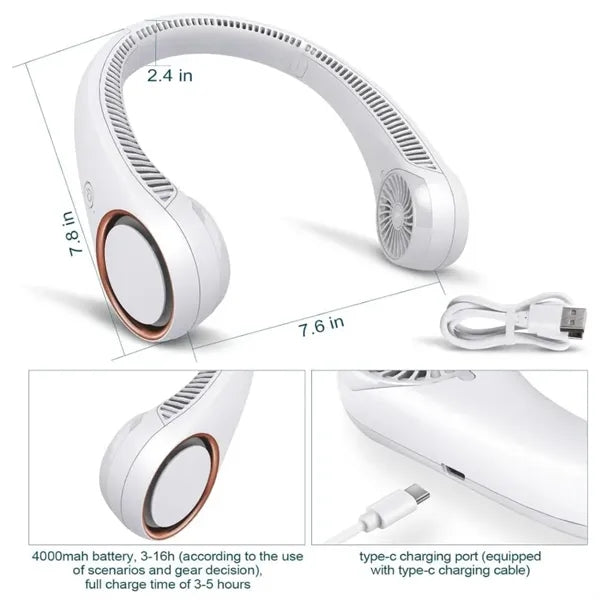 Portable Personal Neck Cooling Rechargeable Bladeless Fan