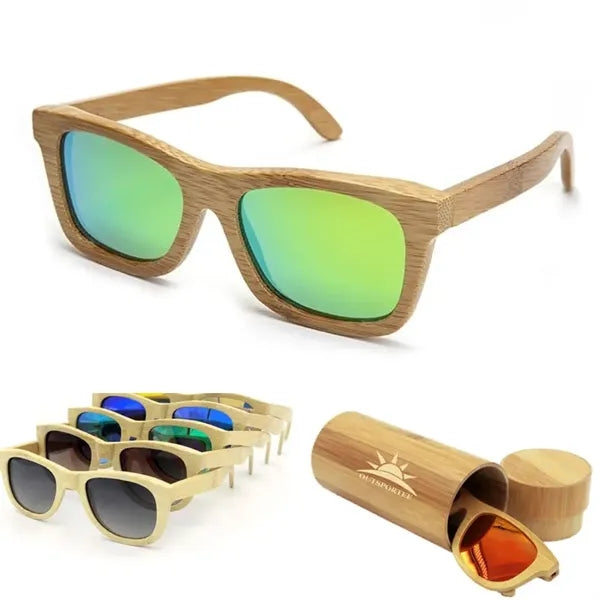Eco Friendly Bamboo Polarized Sunglasses with Wood Case Set