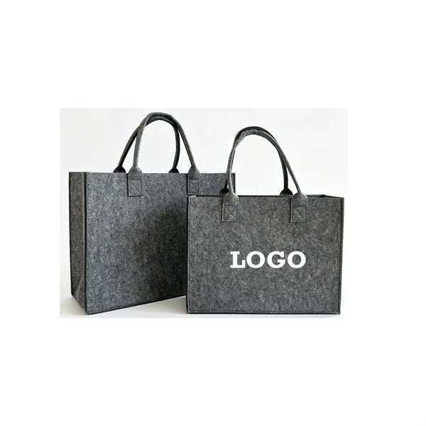 Large Gray Felt Tote Bag with Handles