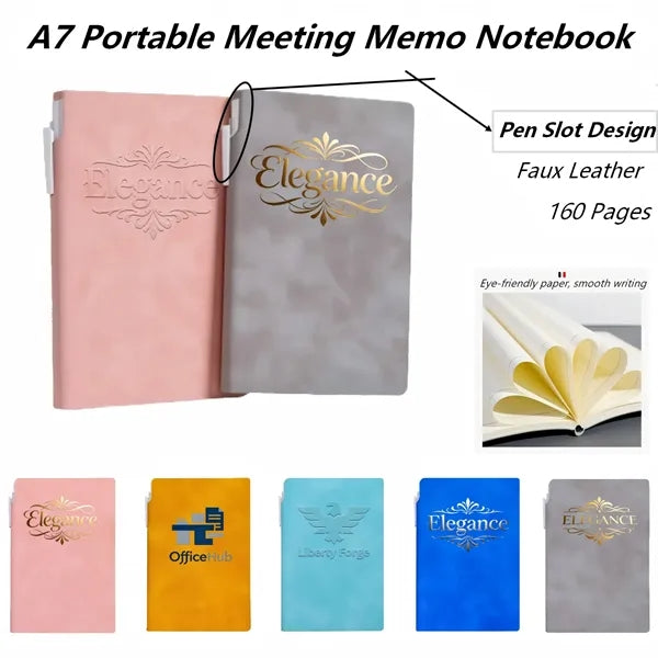 Business Portable A7 Notebook with Pen Holder Custom Logo So