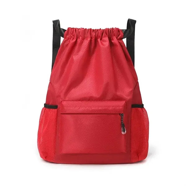 Logo Nylon Drawstring Backpack Lightweight Gym Bag