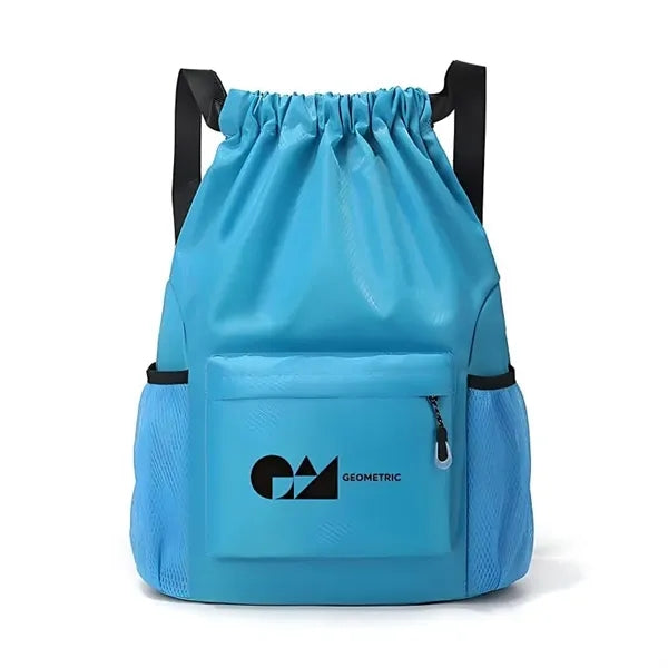 Logo Nylon Drawstring Backpack Lightweight Gym Bag
