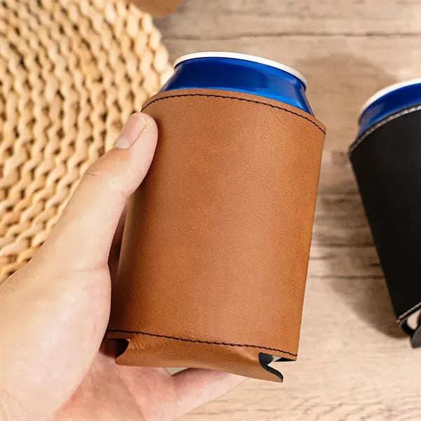 12oz Collapsible PU Leather Drink Bottle Sleeve Can Cooler