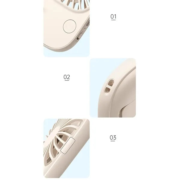 Handheld Mini Fan 3 Speeds Ultra Slim Built In Stand