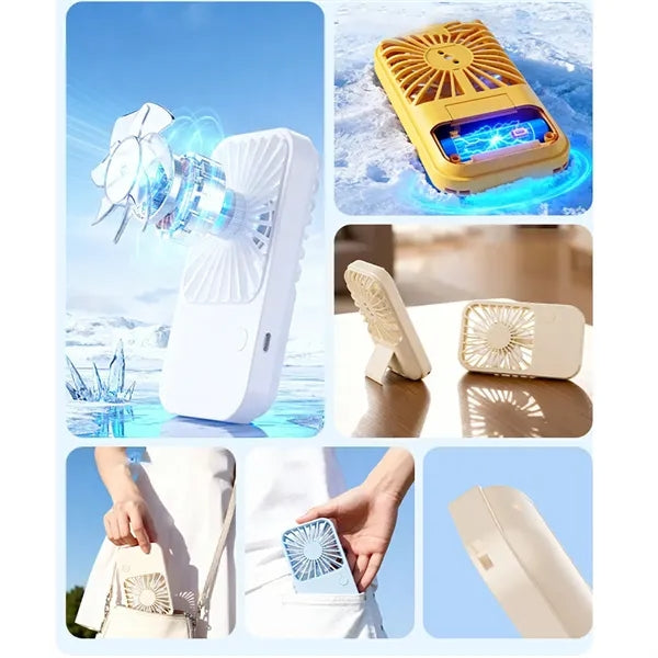 Handheld Mini Fan 3 Speeds Ultra Slim Built In Stand