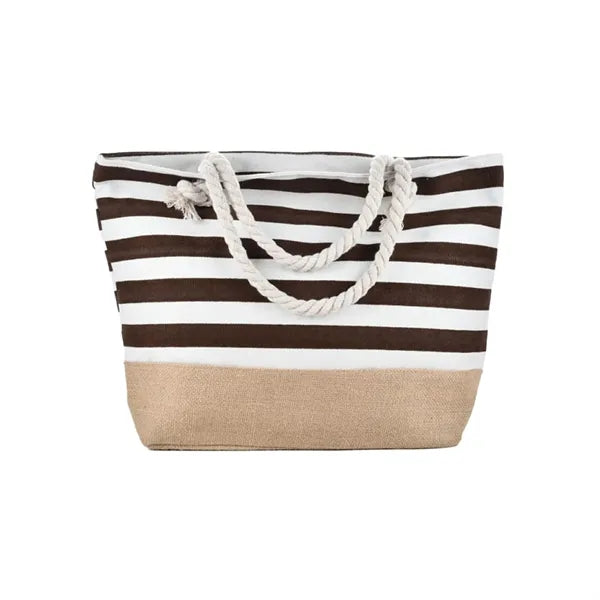 Armpit Striped Spliced Beach Canvas Bag